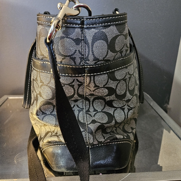 Black & Grey Leather Coach Diaper Bag - Picture 3 of 13